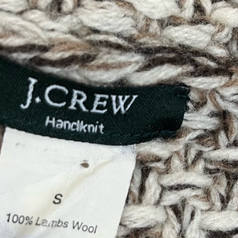 Vintage J Crew Handknit Lambswool Cardigan Neutral Open Front Sweater Small 2005 - Picture 9 of 9